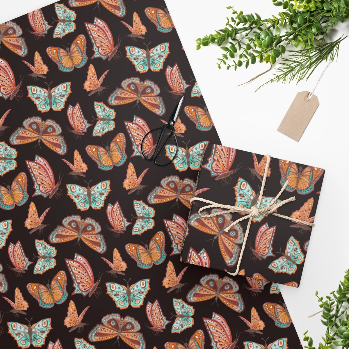 Boho Moth Wrapping Paper Unique Insect Gift Wrap Paper Roll Etsy