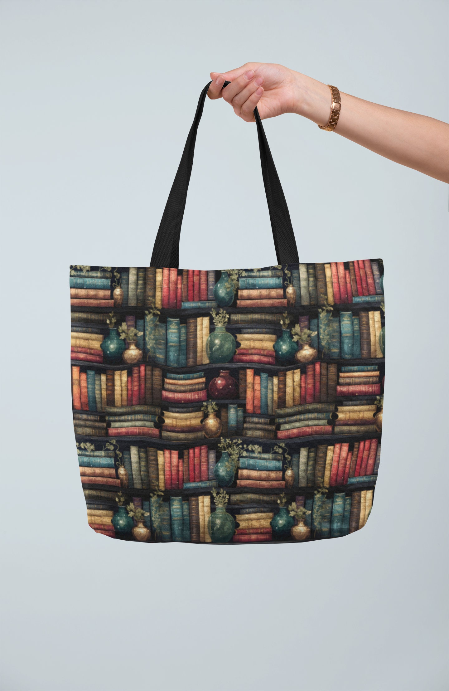 Book Tote Bag Vintage Book Bag Classic Books Tote Bag Book Pattern