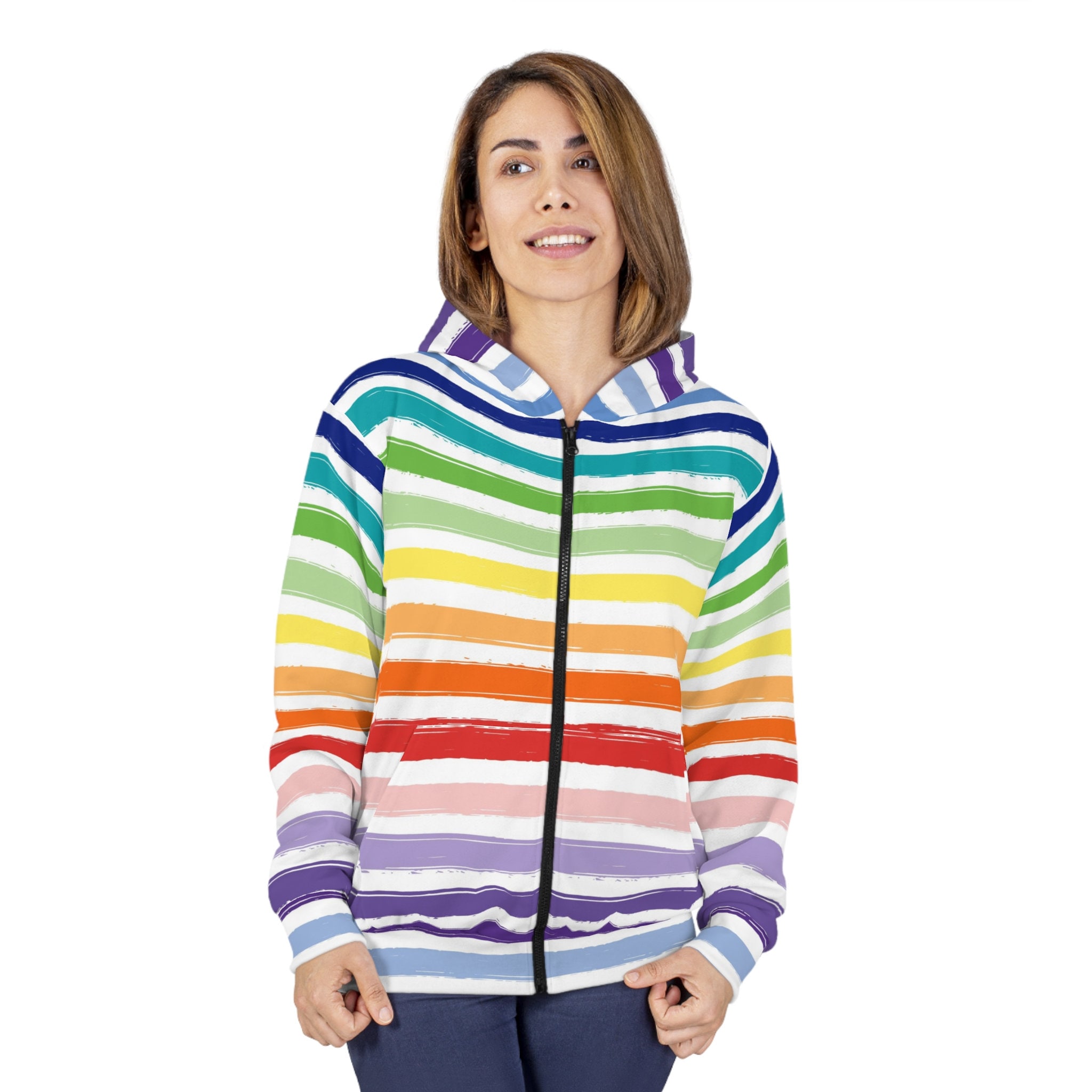 Kids Bolt Print Zip Hoodie Heather/Rainbow Pink main image 0