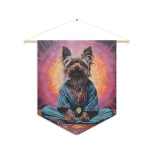 Drapeau fanion Yorkie, décoration murale chien, décoration unique de salle de méditation, décoration de studio de yoga, cadeaux méditation rigolos, cadeaux Yorkshire Terrier image 3