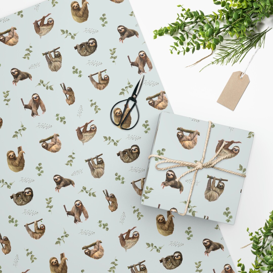 Sloth Gift Wrap Sloth Wrapping Paper Roll Sloth Lover Etsy