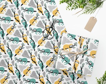 Sloth Gift Wrap - Sloth Wrapping Paper Roll - Sloth Lover Gifts - Kids Cartoon Sloth Gift Wrapping Paper for Children - Sloth Gifts