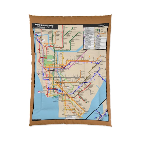 NYC Subway Map Comforter | Urban Decor, Unique Bedding, Travel Gift, City Lover's Home, Cozy Modern Bedroom
