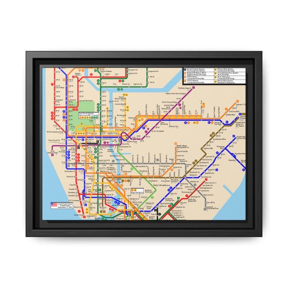 Framed Art Print, Colorful Subway Map Wall Decor for Urban Enthusiasts (BY EVOLUTIONOFLONDON)