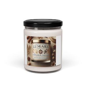 Cinnamon Vanilla Scented Soy Candle, Hand-Poured Aromatherapy, Relaxing Gift for Her, Fall & Winter Decor, Home Fragrance