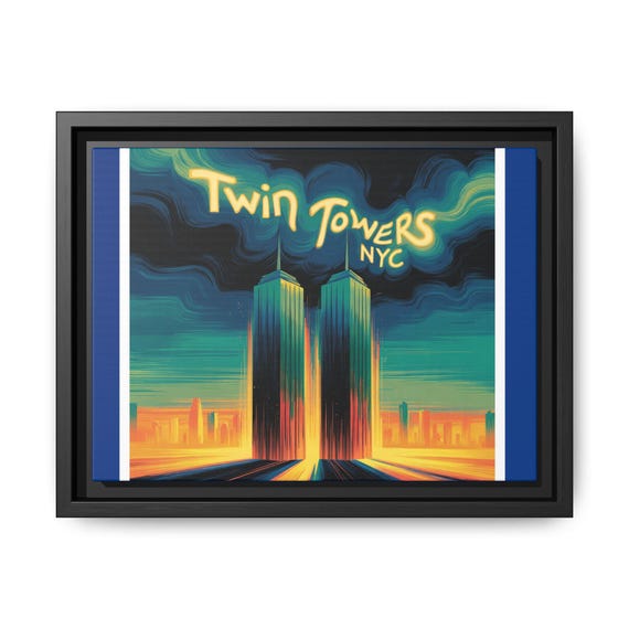 Matte Canvas Wall Art, Twin Towers NYC Framed Print