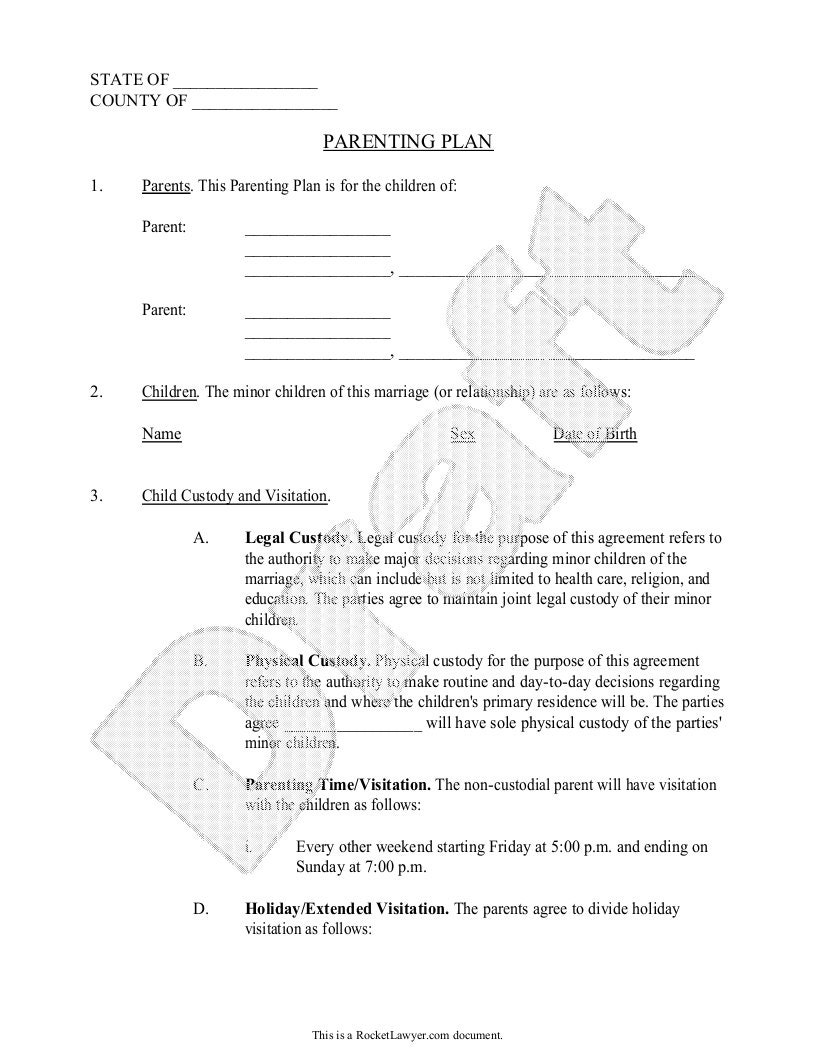 Child Custody Agreement Form Template