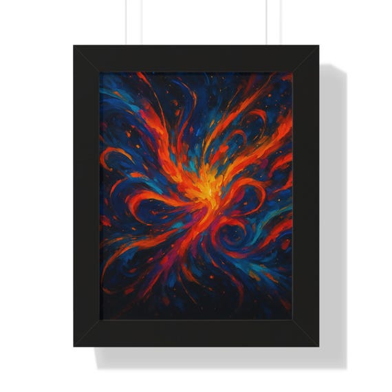 Vibrant Abstract Art Print, Colorful Framed Vertical Poster, Home Decor, Wall Art, Office Inspiration, Gift for Art Lovers
