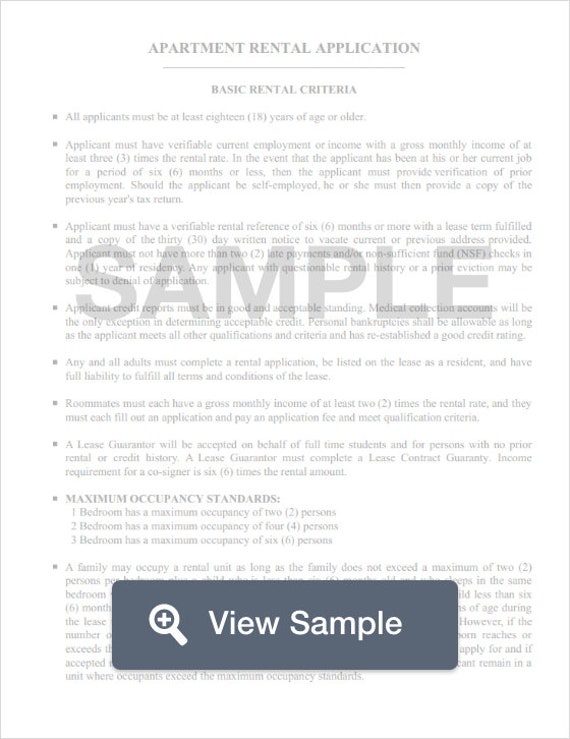 Rental rent application template