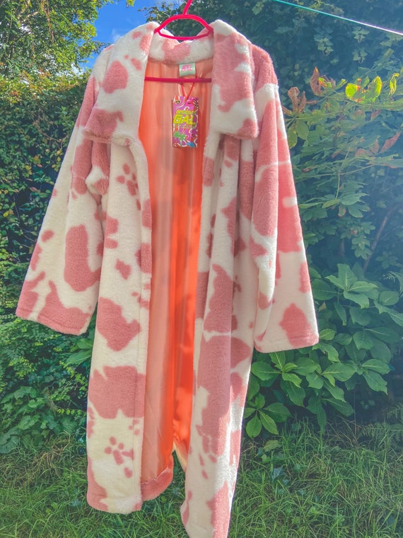 Cow Print Fur Jacket Pink Cow Hide 