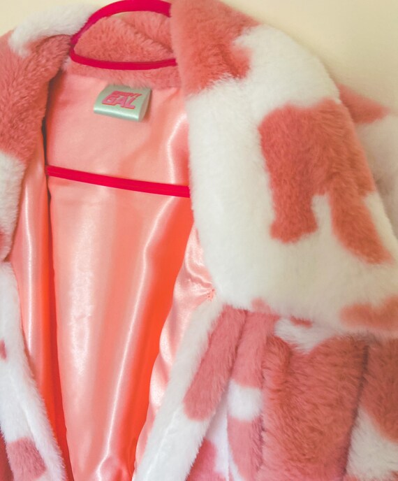 Fur Jacket Cow Print Pink Bomber Winter 
