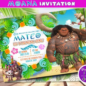 Maui Moana Digital Invitation, Moanal Birthday Invitation, Moana Party Invite, Girl and boy Moana invitation customized, Instant Download
