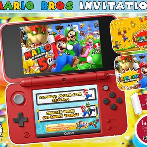 Super Mario Bros Digitale Einladung, Mario Bros Digitale Einladung Geburtstag, Karte druckbare Einladung Mario, editierbare Einladung, Sofortiger Download