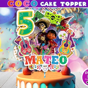 COCO taarttopper - verjaardagstaarttopper - kindertaarttopper - digitale feesttaarttopper - taarttopper aangepast - direct downloaden