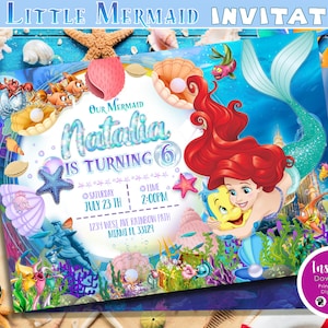 Little Mermaid Digital Invitation, Little Mermaid Birthday Invitation, Little Mermaid Party Invite, invitation customized, DIGITAL