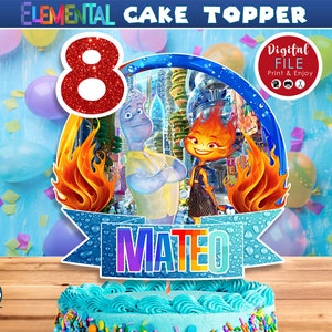 Elemental Cake topper, Elemental Decoration, Cake Party, Elemental Centerpiece, Topper, Elemental, DIGITAL