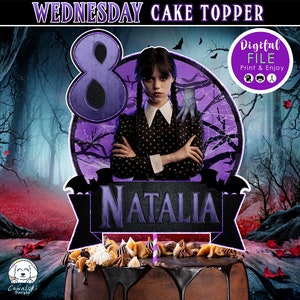 Wednesday Cake topper, Wednesday Decoration, Cake Party, Wednesday Centerpiece, Topper, Merlina, DIGITAL