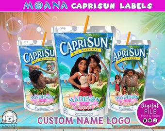 Moana Birthday CapriSun Labels, Personalized Juice Pouch Template (Digital Download)