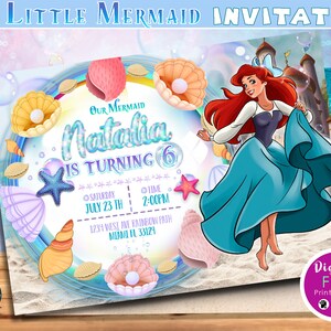 Little Mermaid Digital Invitation, Little Mermaid Birthday Invitation, Little Mermaid Party Invite, invitation customized, DIGITAL