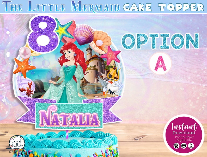 Little Mermaid Cake Topper Little Mermaid Cake Decoration Etsy