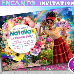 Encanto Digitale Uitnodiging, Encanto Dolores Verjaardagsuitnodiging, Encanto Party Invite, Girl Encanto uitnodiging aangepast, Instant Download