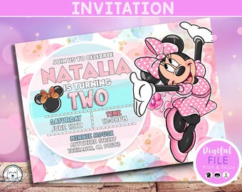 Minnie mouse Birthday Invitation, Minnie mouse Birthday Invitation Template printable, Minnie mouse invitation DIGITAL