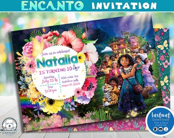 Digital Encanto-inbjudan, Encanto Mirabel-födelsedagsinbjudan, Encanto-festinbjudan, anpassad Encanto-flickinbjudan, direktnedladdning
