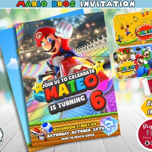 Super Mario Bros Digital Invitation, Mario Bros Digital Invitation Birthday, Karta do druku Zaproszenie Mario, Edytowalne Zaproszenie, Natychmiastowe Pobranie