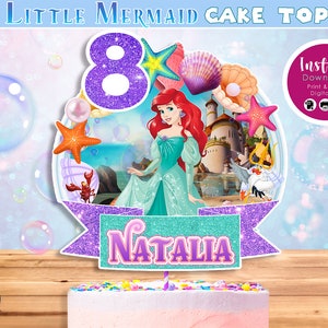 Little Mermaid Cake topper, Little Mermaid Cake Decoration, Cake Party, Little Mermaid Centerpiece, Topper, Ariel, DIGITAL