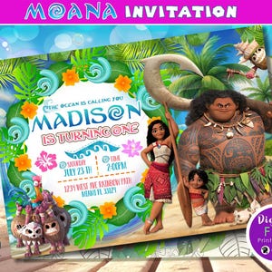 Moana Einladungskarte, Moana Geburtstagseinladung, Moana Party einladen, Mädchen und Junge Moana Einladung, Instant Download