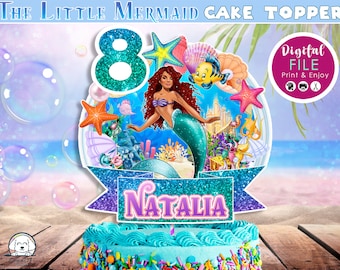 Little Mermaid Cake topper, Little Mermaid Cake Decoration, Cake Party, Little Mermaid Centerpiece, Topper, Ariel, DIGITAL