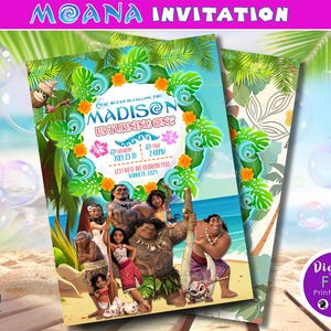 Moana Einladungskarte, Moana Geburtstagseinladung, Moana Party einladen, Mädchen und Junge Moana Einladung, Instant Download