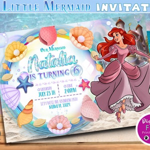 Little Mermaid Digital Invitation, Little Mermaid Birthday Invitation, Little Mermaid Party Invite, invitation customized, DIGITAL