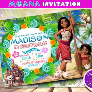 Moana Einladungskarte, Moana Geburtstagseinladung, Moana Party einladen, Mädchen und Junge Moana Einladung, Instant Download