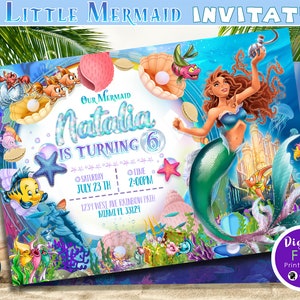Little Mermaid Digital Invitation, Little Mermaid Birthday Invitation, Little Mermaid Party Invite, invitation customized, DIGITAL