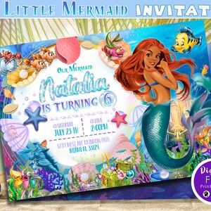 Little Mermaid Digital Invitation, Little Mermaid Birthday Invitation, Little Mermaid Party Invite, invitation customized, DIGITAL