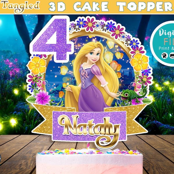 Tangled Cake topper, Tangled Cake Decoration, DIGITAL, Tangled Cake Party, Tangled Centerpiece, Tangled Topper, Princess cake topper