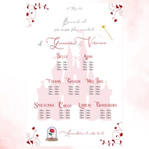 Tableau de Mariage La Bella e La Bestia con segnaposto