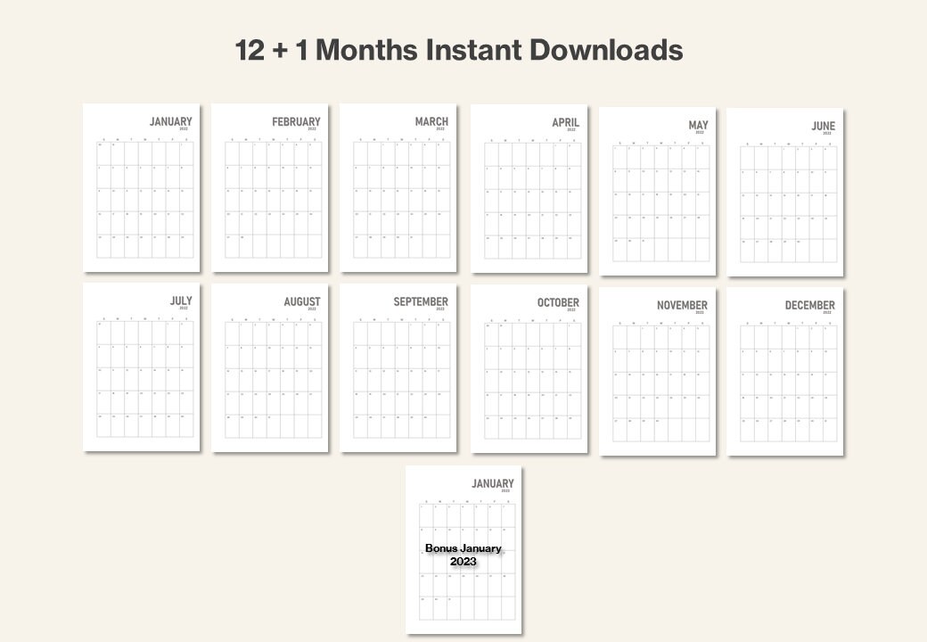 2022 2023 editable calendar printable monthly perpetual etsy uk