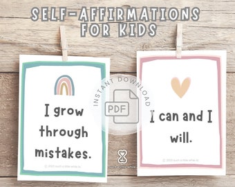 Self-Affirmations Printable Cards for Kids | “I am…” Positive Affirmations for Girls & Boys | Positive Self-Talk for Elementary and Middle