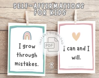 I am Positive Affirmations for Girls & Boys | Self-Affirmations Printable Cards for Kids |  Positive Self-Talk | Elementary  Middle School