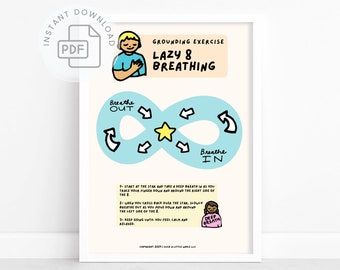 Lazy 8 Breathing Exercise PDF for Kids | Mindful Breathing Activity for Students | Visual Grounding Technique | School Counseling Decor