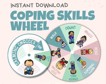 Coping Skills Wheel for Kids | Anxiety Relief | Mental Health Therapy Tools | Coping Strategies | Printable PDF | School Counseling | Anger