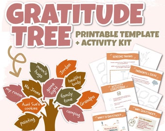 Gratitude Tree Activity Kit | Printable Template | Kids Thanksgiving Activity | Thankful Tree | Thanksgiving Gratitude Tree | PDF DOWNLOAD