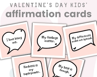 Valentine's Day Positive Affirmation Cards for Kids | Self Love | Kids Valentines Gift | Affirmation Card