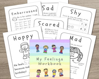 60 Feelings Worksheets for Preschoolers | Autism | Printable Feelings Faces PDF | Emotions & Feelings Worksheets PDF | Identifying Emotions