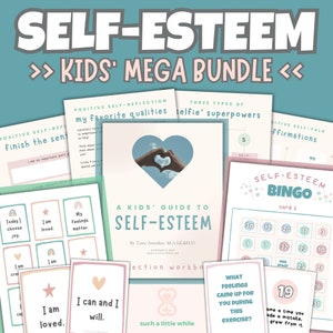 Paquete de actividades de autoestima para estudiantes, libro de ejercicios, juegos divertidos y tarjetas de afirmaciones positivas para niños para fomentar el amor propio y la confianza en sí mismos