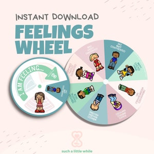 Feelings Wheel for Kids with Faces | Mental Health Emotions Chart | Printable PDF | Emotions Wheel for Self-Regulation & Therapy