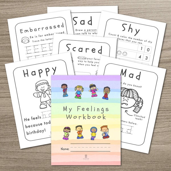 60 Feelings Worksheets for Preschoolers | Autism | Printable Feelings Faces PDF | Emotions & Feelings Worksheets PDF | Identifying Emotions