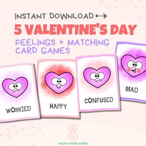 Jogo de cartas de correspondência de Dia dos Namorados com sentimentos | Jogo da memória | Jogo do Dia dos Namorados | Download instantâneo | Emoções | Montessori para impressão